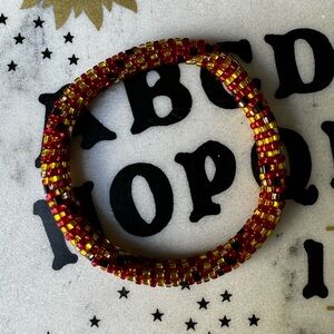 NWOT RARE Fair Trade Handmade Maryland Terps Flag Colors Beaded Roll On Bracelet